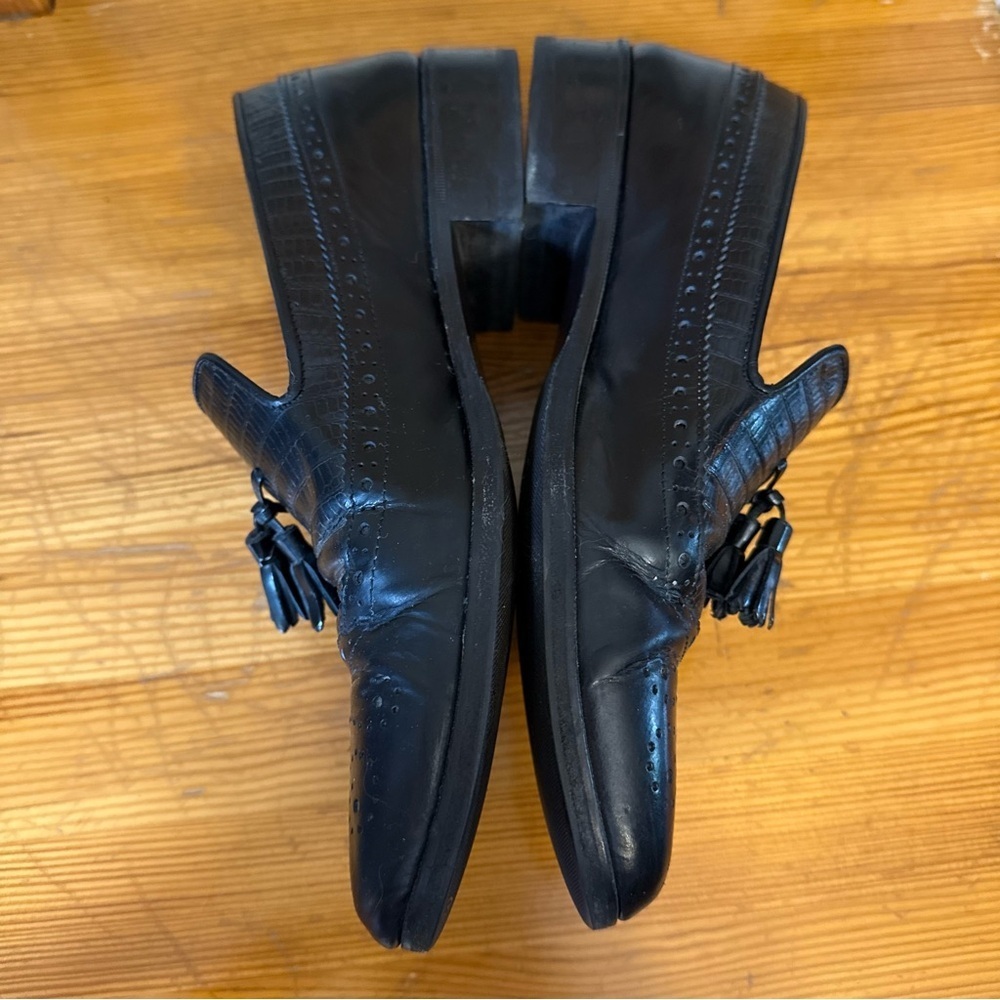 Portfolio Made in Italy Black Leather Classic Tassel Loafers 7 - Picture 7 of 9
